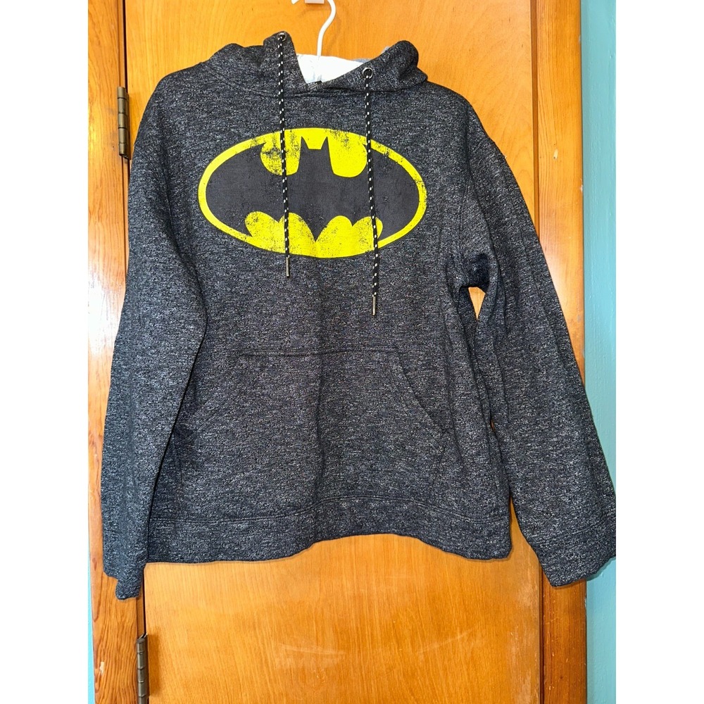 Batman DC Comics Classic Logo Distressed Mens Hoodie Sweatshirt Pockets Size: M